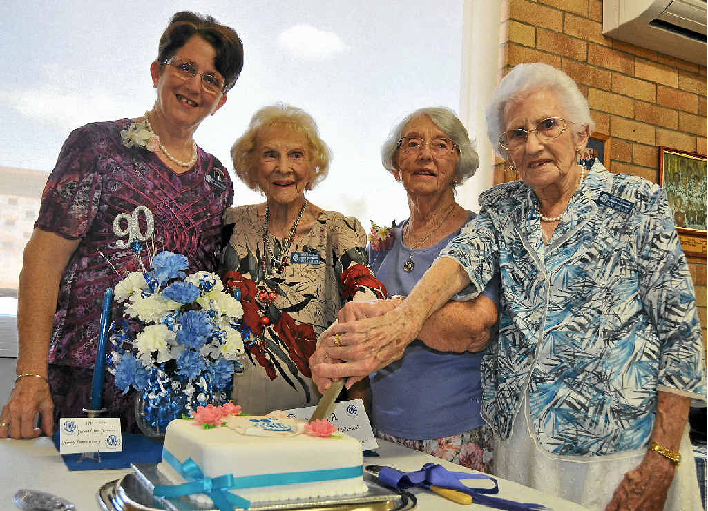CAKE-CUTTING CEREMONY: QCWA state president Robyn McFarlane, Florence Slattery, Warwick branch president Judy Bilbrough and Gene Shelley cut the cake. CAKE-CUTTING CEREMONY: QCWA state president Robyn McFarlane, Florence Slattery, Warwick branch president Judy Bilbrough and Gene Shelley cut the cake.